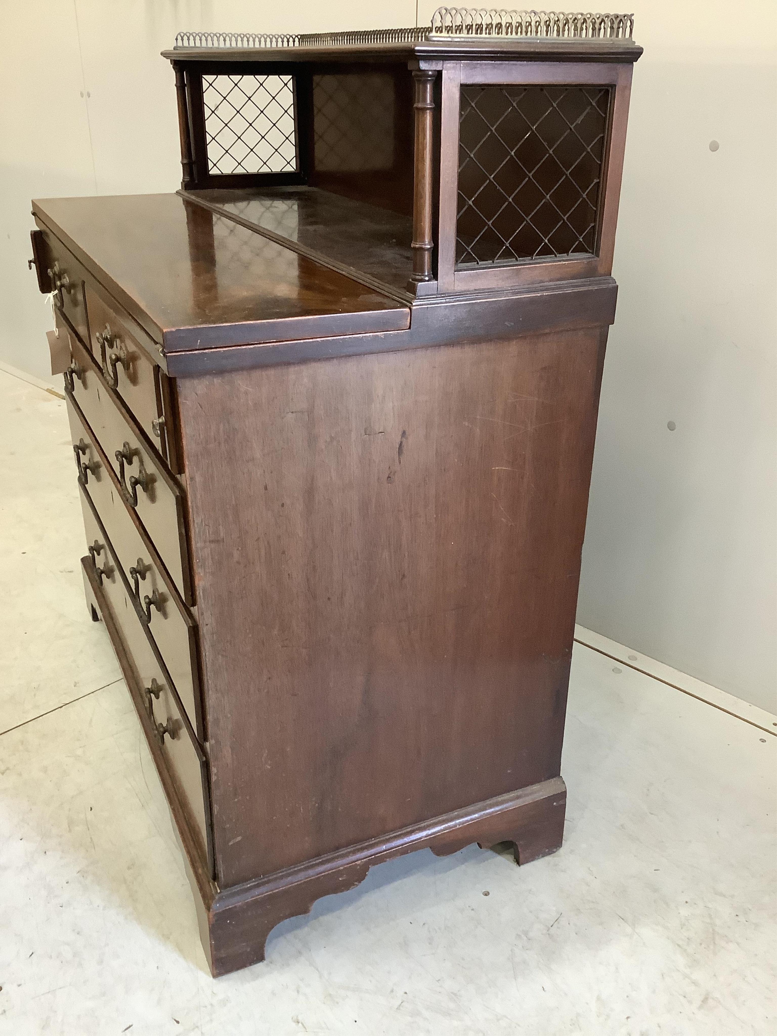 A George III style mahogany secretaire chest, width 93cm, depth 48cm, height 104cm. Condition - fair to good